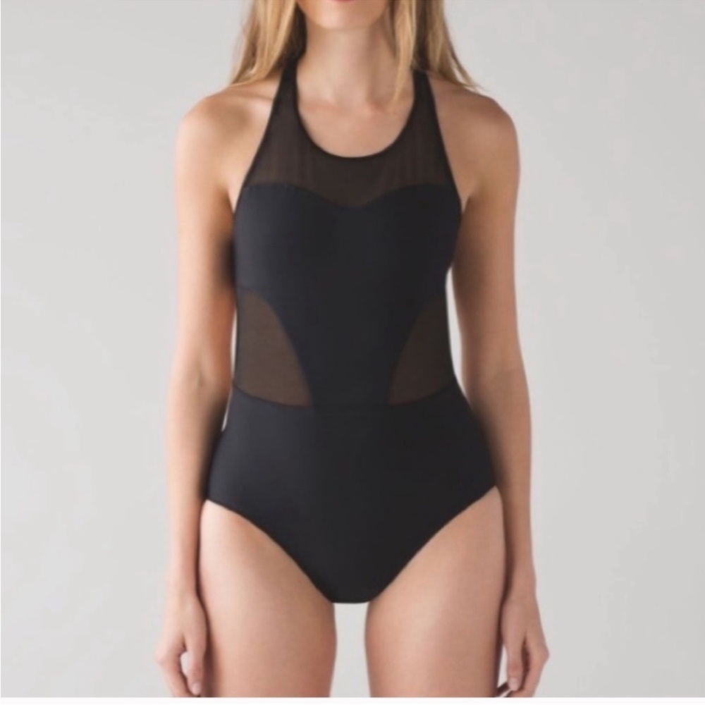 lululemon athletica Black Mesh One-Piece Swimsuit